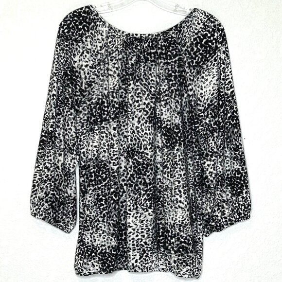 Anne Klein Women's 1X Black Gray 3/4 Sleeve Blouse - Picture 8 of 12